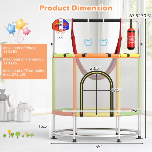 Gymax 6-in-1 Kids Trampoline Combo 55'' Toddler Play Activity Center w/Hammock