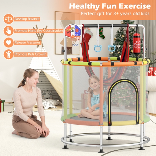 Gymax 6-in-1 Kids Trampoline Combo 55'' Toddler Play Activity Center w/Hammock