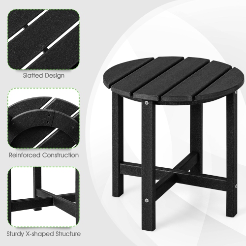 Gymax 2PCS 18''Adirondack Side Table Weather Resistant HDPE Garden Patio Black