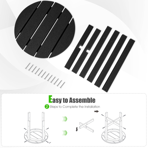 Gymax 2PCS 18''Adirondack Side Table Weather Resistant HDPE Garden Patio Black