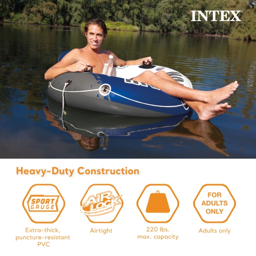 Intex River Run Inflatable Floating Tube Water Raft for Lake River Pool