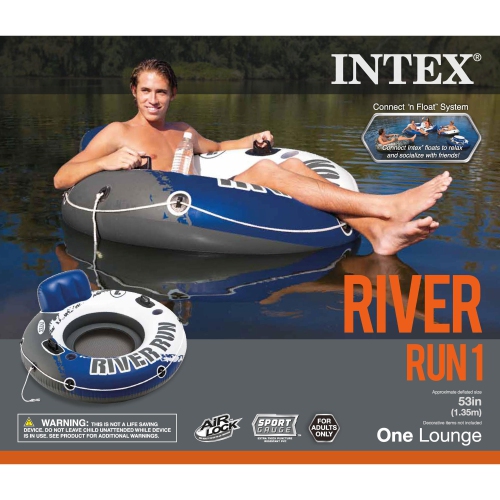 Intex River Run Inflatable Floating Tube Water Raft for Lake River Pool