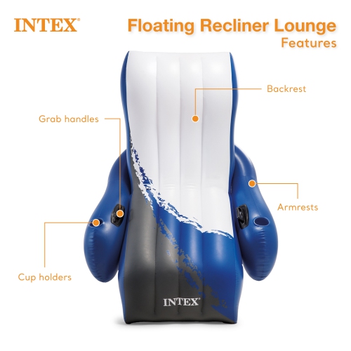 Intex Inflatable Floating Comfortable Recliner Lounges with Cup Holders