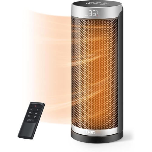 Dreo Space Heater for Indoor Use, 16 inch Portable Electric Heater with Remote for Bedroom, 1500W PTC Ceramic Fast Heating with Thermostat,