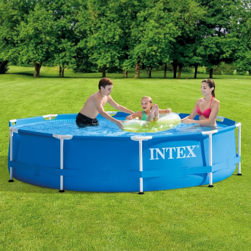 Ensemble de piscine extérieure à cadre en métal avec couvercle et cartouche filtrante de type H D'INTEX