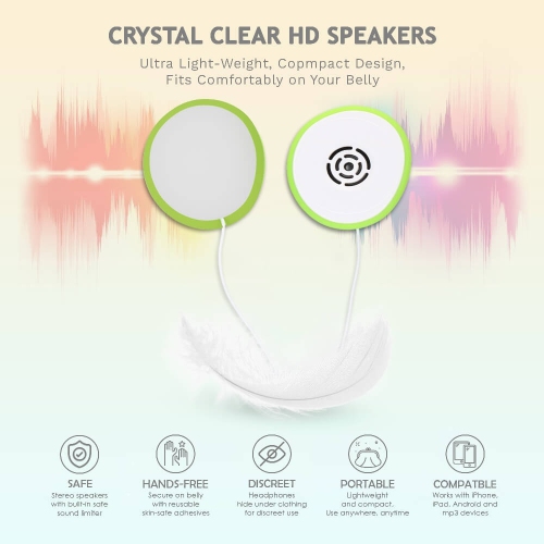 Pixie Tunes Premium Pregnancy Headphones to Play Sound, Music and Talk to Your Baby in The Womb; Compatible with Any Mobile Phone, Tablet and Audio