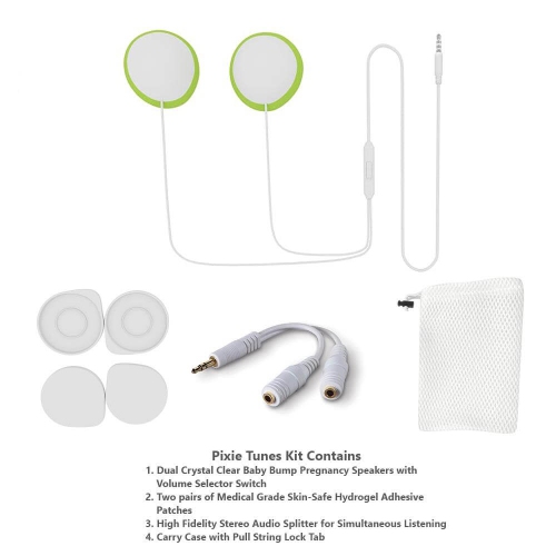 Pixie Tunes Premium Pregnancy Headphones to Play Sound, Music and Talk to Your Baby in The Womb; Compatible with Any Mobile Phone, Tablet and Audio