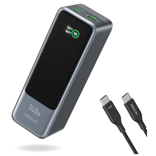 MOKiN 140W Power Bank, 24,000mAh Laptop Portable Charger, USB C PD3.1 Battery Pack with Smart Digital Display, 3-Output 148W Compatible with iPhone,