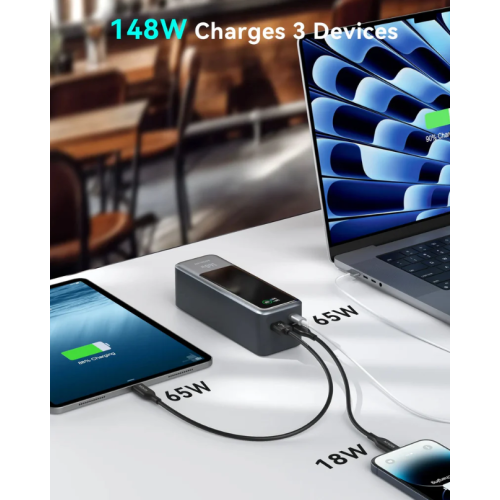 MOKiN 140W Power Bank, 24,000mAh Laptop Portable Charger, USB C PD3.1 Battery Pack with Smart Digital Display, 3-Output 148W Compatible with iPhone,