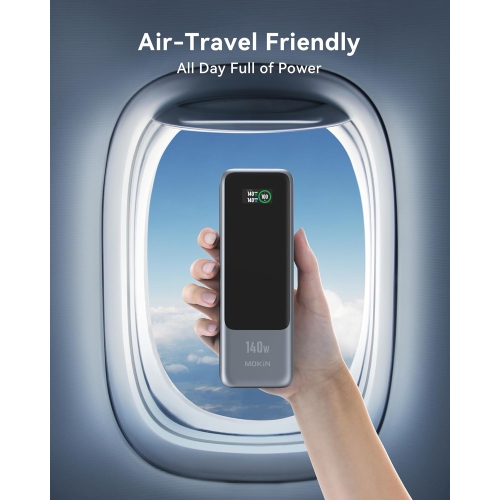 MOKiN 140W Power Bank, 24,000mAh Laptop Portable Charger, USB C PD3.1 Battery Pack with Smart Digital Display, 3-Output 148W Compatible with iPhone,