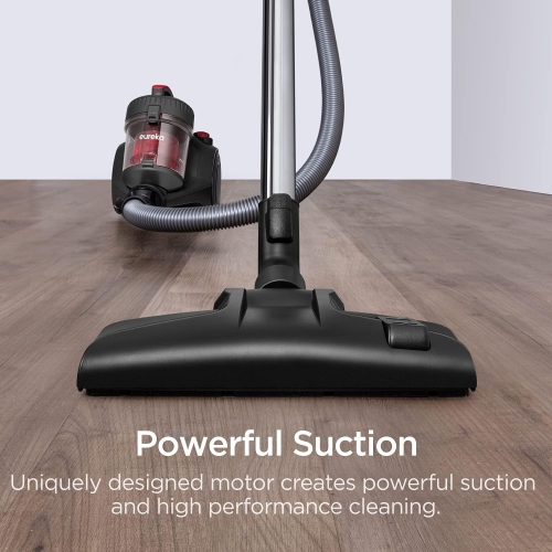 Eureka Whirlwind Bagless Canister Vacuum Cleaner, Lightweight Vac for Carpets and Hard Floors, Red