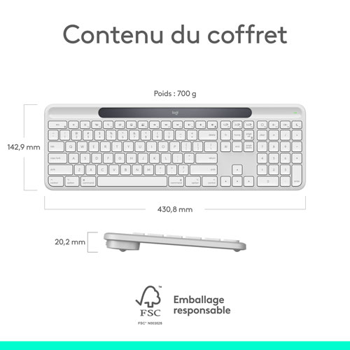 Clavier Bluetooth Signature Slim Solar+ K980 de Logitech pour Mac - Blanc cassé - Anglais - Exclusivité de Best Buy
