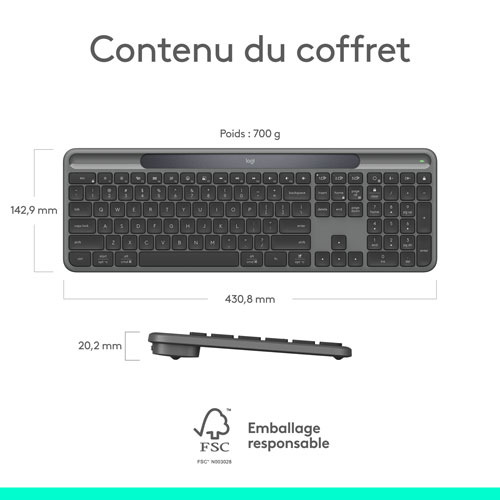 Clavier Bluetooth Signature Slim Solar+ K980 de Logitech - Anthracite - Anglais - Exclusivité Best Buy