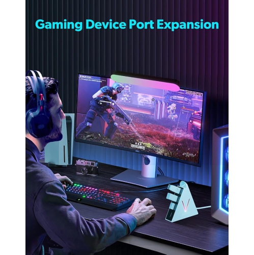 JoyReken 4-Port USB 3.0 Hub, FlyingVHUB Vertical Data USB Hub with 2 ft Extended Cable, for Mac, PC, Xbox One, PS4, PS5, iMac, Surface Pro, XPS,