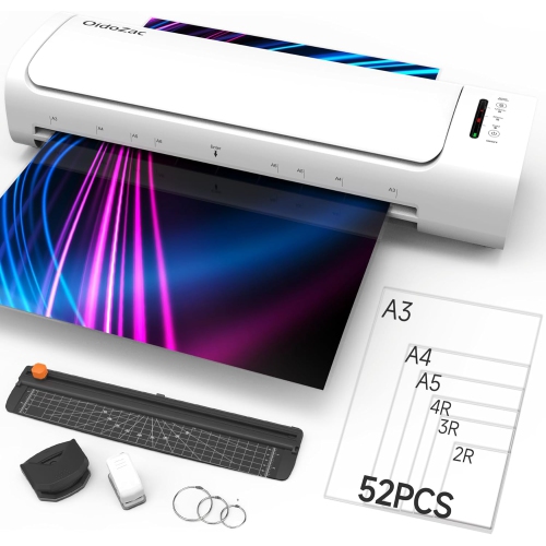 OidoZac 13" Laminator Machine with 52 Laminating Sheets, 60 sec Warm up, A3/A4/A5/A6 Laminating Machine, 9 in 1 Thermal