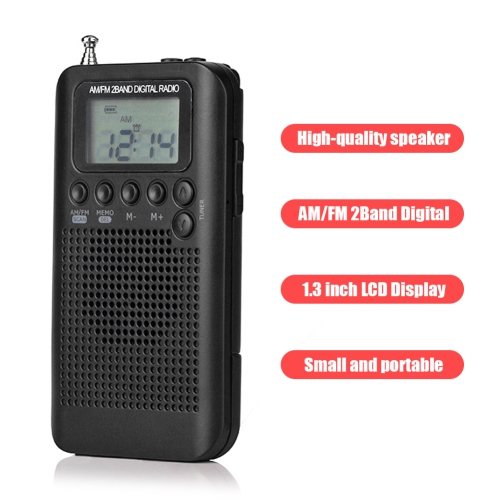 Pocket AM FM Radio Digital Tuning Stereo Personal Radio with Earphone, Alarm Clock and Timer for Walking Running Jogging, Battery AAA Powered