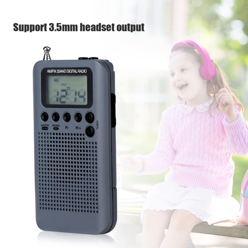 Pocket AM FM Radio Digital Tuning Stereo Personal Radio with Earphone, Alarm Clock and Timer for Walking Running Jogging, Battery AAA Powered
