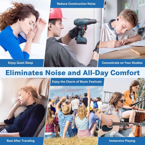 Ear Plugs for Noise Reduction, 5 Silicone Earplugs Tips in Ear Plugs, Silicone Ear Plugs for Sleeping, Working, Reading and Concert Hearing Protection