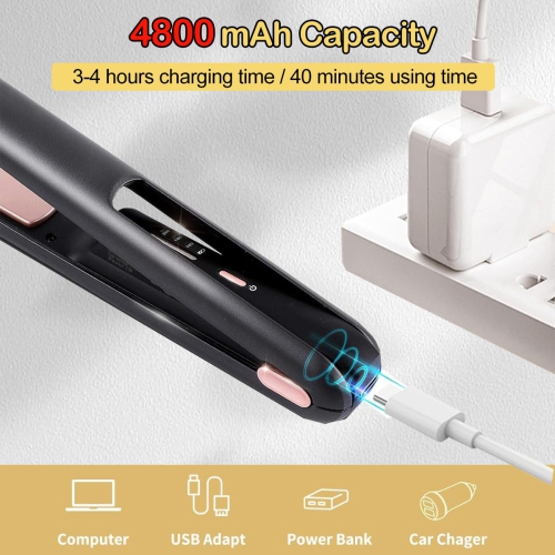 Cordless Hair Straightener and Curler 2 in 1, Portable Flat Iron for Hair, Adjustable Temperature, Mini Flat Iron Travel for Bangs,Short Hair