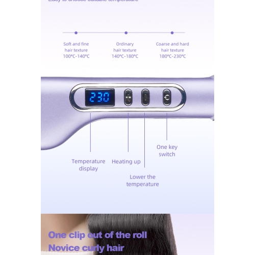 New Egg Roll Curler Water Wave Three-Tube Curling Iron Lazy Home Curling Iron 20mm Wet and Dry Dual Use PTC Heating - Purple American Standard