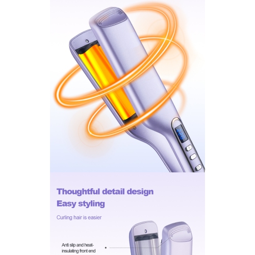 New Egg Roll Curler Water Wave Three-Tube Curling Iron Lazy Home Curling Iron 20mm Wet and Dry Dual Use PTC Heating - Purple American Standard