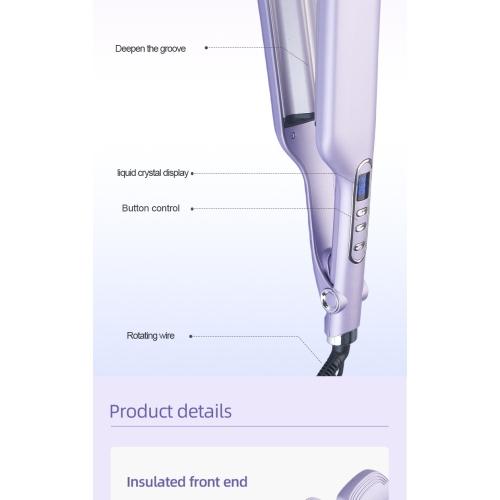 New Egg Roll Curler Water Wave Three-Tube Curling Iron Lazy Home Curling Iron 20mm Wet and Dry Dual Use PTC Heating - Purple American Standard