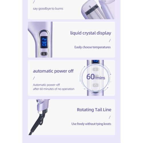 New Egg Roll Curler Water Wave Three-Tube Curling Iron Lazy Home Curling Iron 20mm Wet and Dry Dual Use PTC Heating - Purple American Standard