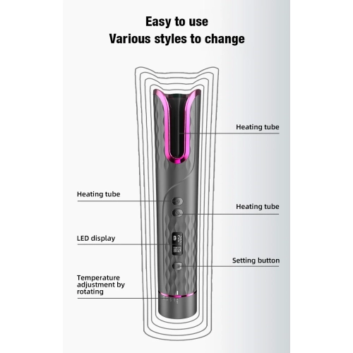 Fully Automatic LCD Curling Iron, Rose Curl, Cordless Portable Curling Iron, Korean Curling Iron, Wet/Dry Combination - American Standard - 808 -