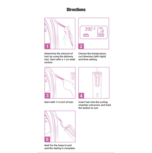 Fully Automatic LCD Curling Iron, Rose Curl, Cordless Portable Curling Iron, Korean Curling Iron, Wet/Dry Combination - American Standard - 808 -