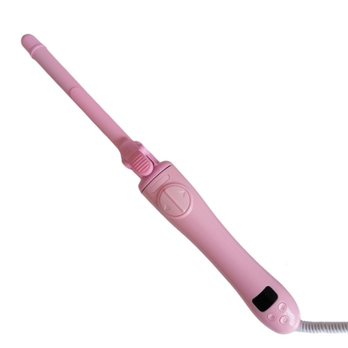 Automatic Curling Iron with Digital Display, Wet/Dry Use, Automatic Rotating Mini Teddy Wool Curler with Bangs for Short Hair - Pink, 16mm, US