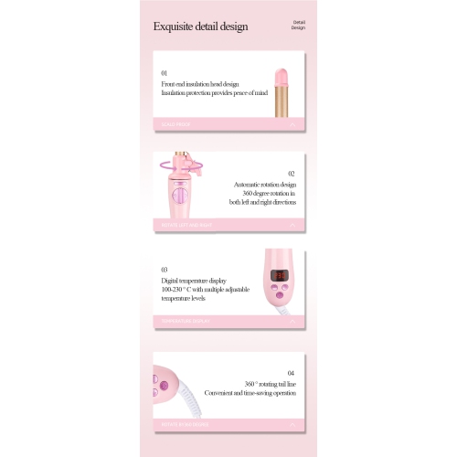 Fer à friser automatique avec affichage numérique, utilisation à sec/humide, mini ourson en laine rotative automatique avec bangs pour cheveux courts