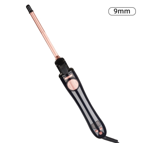 Fer à friser automatique avec affichage numérique, utilisation à sec/humide, rotation automatique - Mini fer à friser en laine avec bangs pour