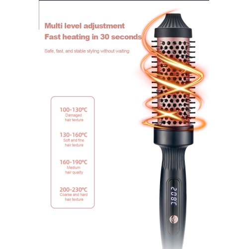 Peigne à friser LCD, fer à friser, sans dommages aux cheveux, peigne lissant chauffant électrique, peigne sec/humide - Rose