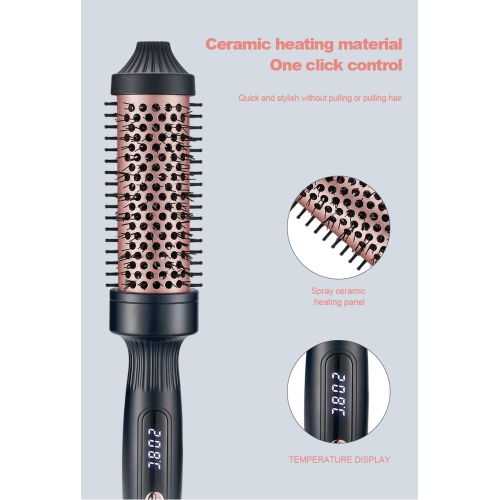 Peigne à friser LCD, fer à friser, sans dommages aux cheveux, peigne lissant chauffant électrique, peigne sec/humide - Rose