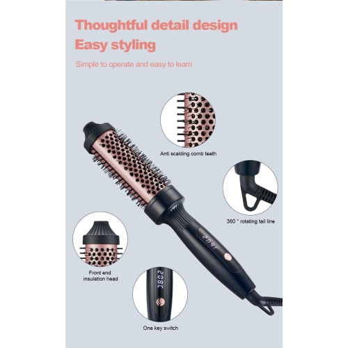 Peigne à friser LCD, fer à friser, sans dommages aux cheveux, peigne lissant chauffant électrique, peigne sec/humide - Rose