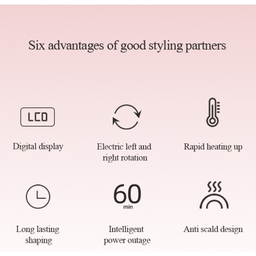 Automatic Curling Iron with Digital Display, Wet/Dry Use, Automatic Rotation - Mini Teddy Wool Curling Iron with Bangs for Short Hair - Pink, 9mm, US