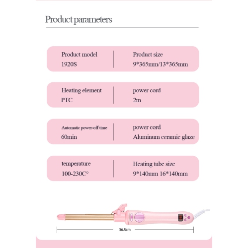 Automatic Curling Iron with Digital Display, Wet/Dry Use, Automatic Rotation - Mini Teddy Wool Curling Iron with Bangs for Short Hair - Pink, 9mm, US