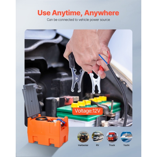 VEVOR 12V DEF Transfer Pump Kit, 8.5 GPM, Diaphragm Irrigation Self Priming Electric Water Pump, with 58 Gallon Tank, Automatic Nozzle, 13.12 ft