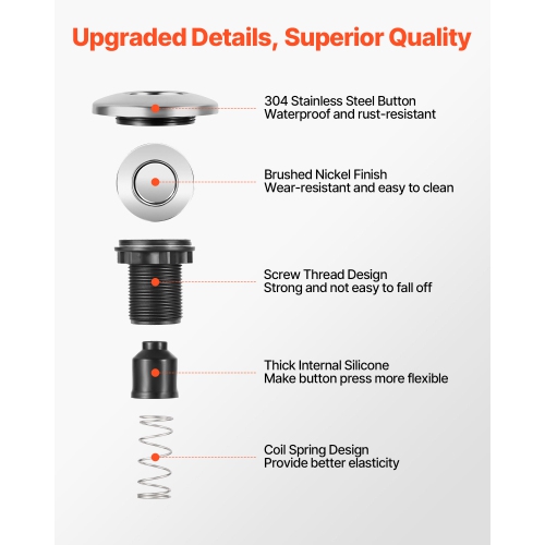 VEVOR Garbage Disposal Air Switch Kit, Dual Outlet Sink Top Air Switch for Food Waste Disposal, 2.5-inch Brushed Nickel Stainless Steel ON/OFF Air