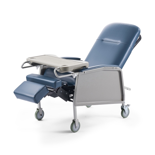 VEVOR 3-Position Geri Chair Recliner, Movable Medical Recliner Chairs with 4 Wheels, Soft Padded Seat & Detachable Tray, Ideal for Hospital, Nursing
