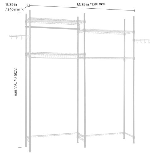 VEVOR 4 Tiers Over Washer and Dryer Storage Shelves, Laundry Room Drying Rack with Hanger Rod and Hooks, Two Rows Adjustable Washer Shelves Space
