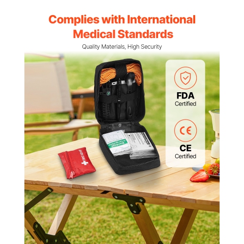 VEVOR 250 Pieces Survival First Aid Kit, 600D Nylon Trauma First Aid Bag, Survival Gear and Equipment, Emergency Kits, for Men Women Camping, Boat,