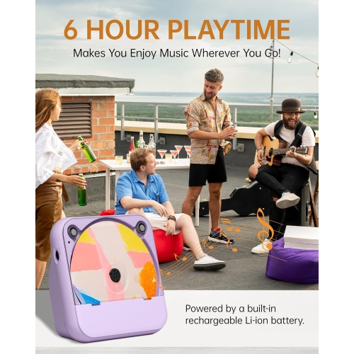 Portable CD Player Bluetooth Rechargeable,Wireless Mini Desktop Music Player with HiFi Speaker,CD Player with Remote Control,Support CD FM Radio USB