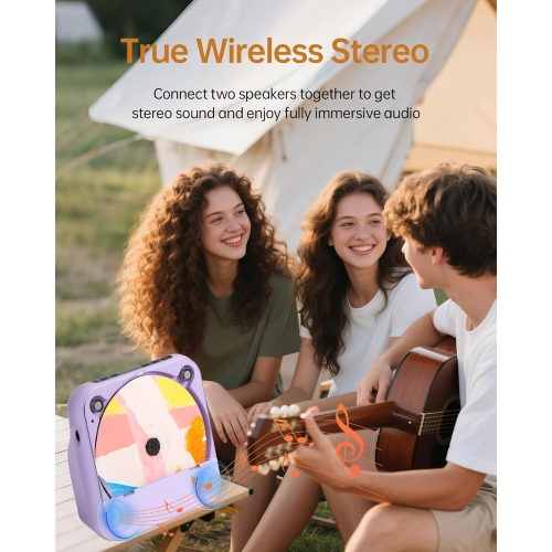 Portable CD Player Bluetooth Rechargeable,Wireless Mini Desktop Music Player with HiFi Speaker,CD Player with Remote Control,Support CD FM Radio USB