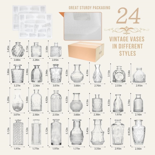 NIERBO Mini Bud Vases Set of 24 Wedding Centerpieces for Tables, Clear Bud Vases for Flowers, Small Flower Vases Suitable for Birthday, Anniversary,