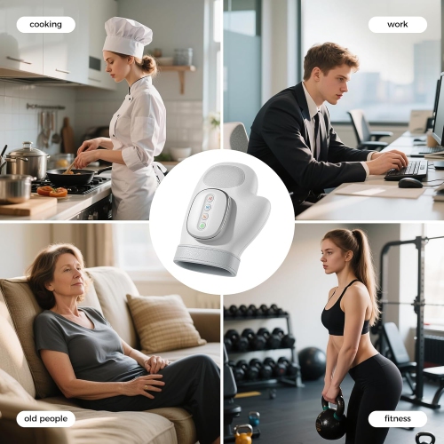 Hand Massager with Heat & Compression,Electric Hand Massager for Arthritis Wrist Finger Pain Relief,Adjustable Pressure Portable Cordless Finger