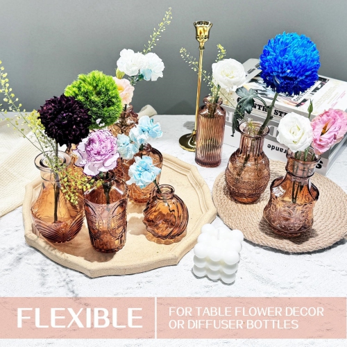 NIERBO Mini Bud Vases Set of 24 Wedding Centerpieces for Tables, Amber Bud Vases for Flowers, Small Flower Vases Suitable for Birthday, Anniversary,