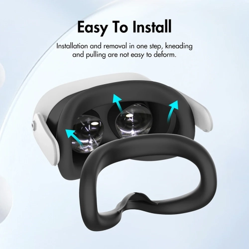 2PCS Silicone VR Face Cover with Anti-Leakage Nose Pad VR Silicone Mask Cover Protective Eye Pad for Meta Quest 3S VR Accessories(Black+Grey)
