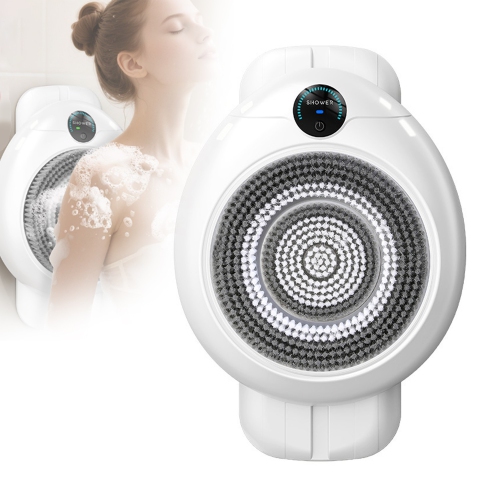 Wall Mounted Shower Back Scrubber With Smart Wall Mounted Exfoliating Brush 4 Replaceable Brush Heads For Shower Use