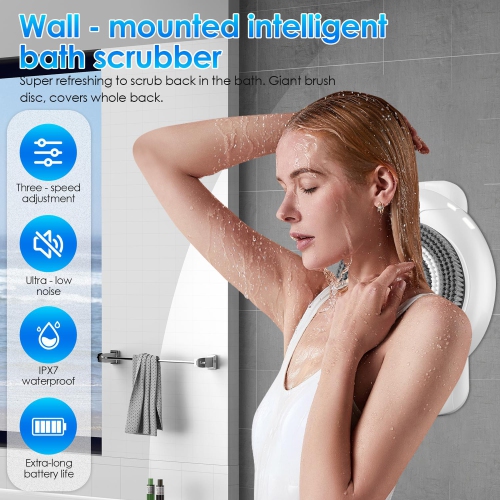 Wall Mounted Shower Back Scrubber With Smart Wall Mounted Exfoliating Brush 4 Replaceable Brush Heads For Shower Use